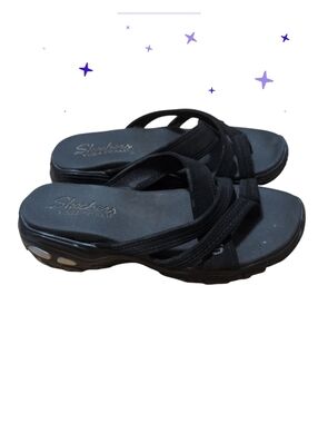 Skechers Cali Rumblers Young At Heart Women’s Size 8.5 Black Wedge Sandals Slip